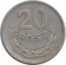 Реверс. Монета. Польша. 20 грошей 1962 год.