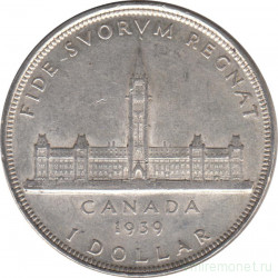 Монета. Канада. 1 доллар 1939 год. Королевский визит в Оттаву.