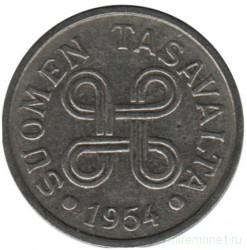 Монета. Финляндия. 5 марок 1954 год.