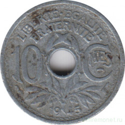 Монета. Франция. 10 сантимов 1945 год.