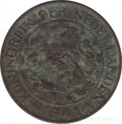 Монета. Нидерланды. 1 цент 1941 год. Старый тип.