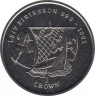 Монета. Великобритания. Остров Мэн. 1 крона 1997 год. Мореплаватели. Лейф Эрикссон. ав.