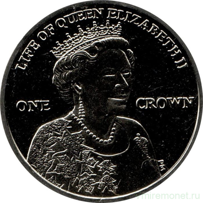 Монета. Великобритания. Остров Мэн. 1 крона 2012 год. Жизнь Королевы Елизаветы II. Визит в Канаду 2010.