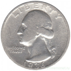 Монета. США. 25 центов 1936 год.