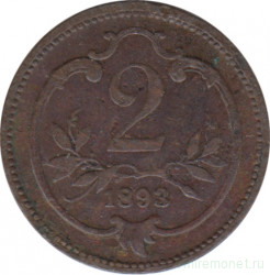 Монета. Австро-Венгерская империя. 2 геллера 1893 год.