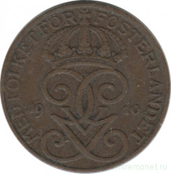 Монета. Швеция. 1 эре 1910 год.