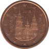 Монета. Испания. 1 цент 2018 год. ав.