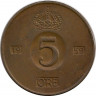 Аверс. Монета. Швеция. 5 эре 1959 год.