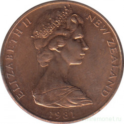 Монета. Новая Зеландия. 2 цента 1981 год.