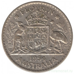 Монета. Австралия. 1 флорин (2 шиллинга) 1954 год.