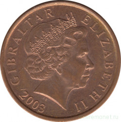 Монета. Гибралтар. 2 пенса 2003 год. (AA).