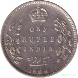 Монета. Британская Индия. 1 рупия 1904 год. B.