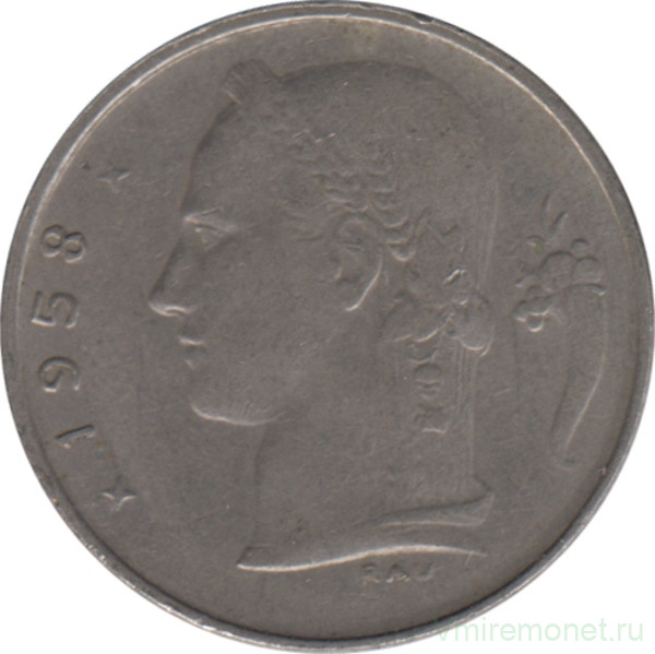Монета. Бельгия. 1 франк 1958 год. BELGIQUE.