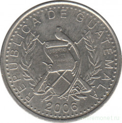 Монета. Гватемала. 10 сентаво 2006 год.