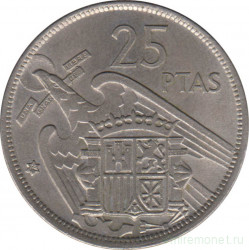 Монета. Испания. 25 песет 1974 (1957) год.