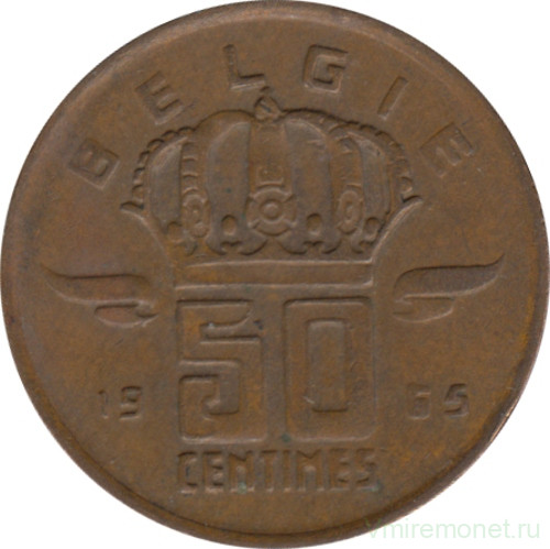 Монета. Бельгия. 50 сантимов 1965 год. BELGIE.