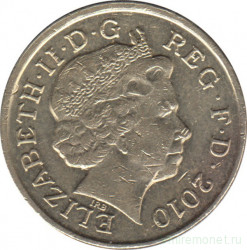 Монета. Великобритания. 1 фунт 2010 год.
