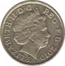 Монета. Великобритания. 1 фунт 2010 год. ав.