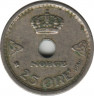 Монета. Норвегия. 25 эре 1950 год. ав.