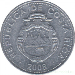 Монета. Коста-Рика. 5 колонов 2008 год.