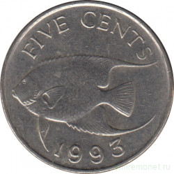 Монета. Бермудские острова. 5 центов 1993 год.