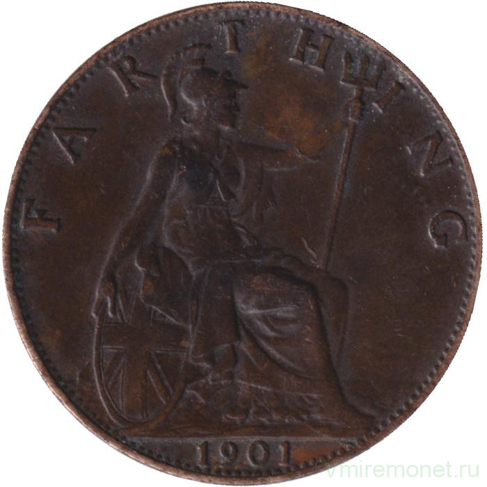 Монета. Великобритания. 1 фартинг 1901 год.