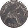 Монета. Бермудские острова. 25 центов 2003 год. ав.