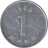 Монета. Южная Корея. 1 вона 1988 год. ав.