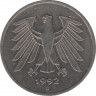 Монета. ФРГ. 5 марок 1992 год. Монетный двор - Мюнхен (D). ав.