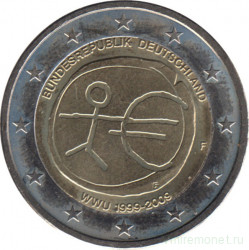 Монета. Германия. 2 евро 2009 год. 10 лет экономическому и валютному союзу. (F).