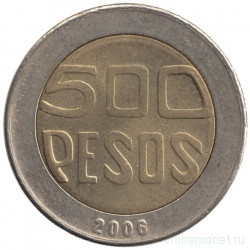 Монета. Колумбия. 500 песо 2006 год.