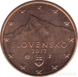 Монета. Словакия. 1 цент 2017 год.
