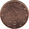 Монета. Словакия. 1 цент 2017 год. ав.