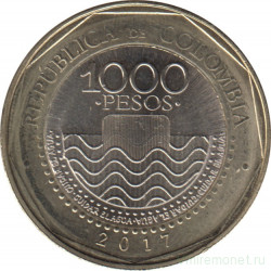 Монета. Колумбия. 1000 песо 2017 год.