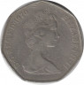 Монета. Великобритания. 50 новых пенсов 1970 год. ав.