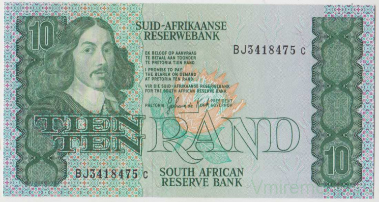 Банкнота. Южно-Африканская республика (ЮАР). 10 рандов 1981 год. Тип 120d.