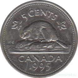 Монета. Канада. 5 центов 1995 год.