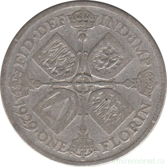Монета. Великобритания. 1 флорин (2 шиллинга) 1929 год.