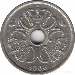 Монета. Дания. 2 кроны 2006 год.