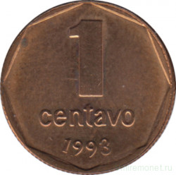 Монета. Аргентина. 1 сентаво 1993 год. Бронза.