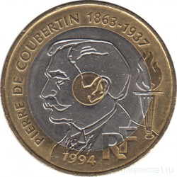 Монета. Франция. 20 франков 1994 год. 100 лет Международному олимпийскому комитету.