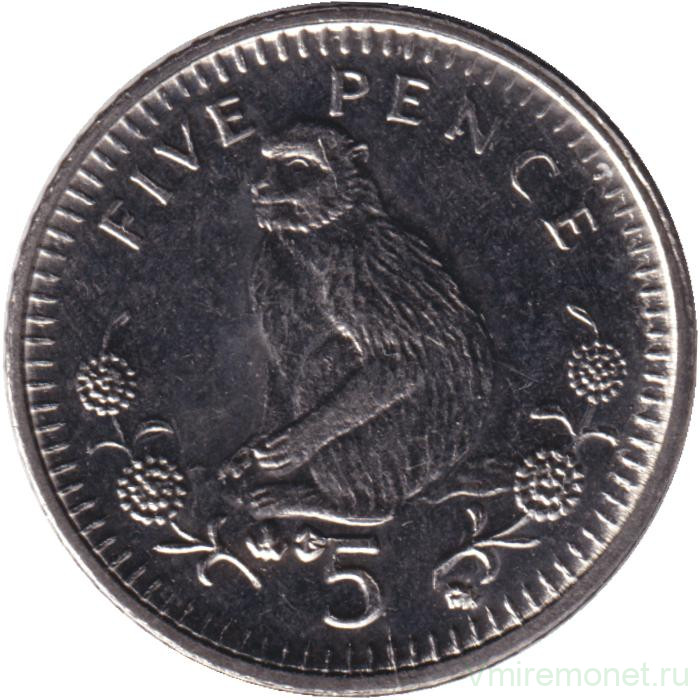 Монета. Гибралтар. 5 пенсов 2003 год. AB. Магнитная.