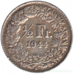 Монета. Швейцария. 1/2 франка 1944 год. 