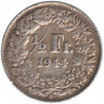 Монета. Швейцария. 1/2 франка 1944 год. 