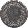  Монета. Швейцария. 2 франка 1984 год. ав.