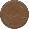 Монета. Австралия. 1 пенни 1957 год. ав.
