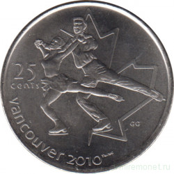 Монета. Канада. 25 центов 2008 год. XXI зимние Олимпийские игры. Ванкувер 2010. Фигурное катание.