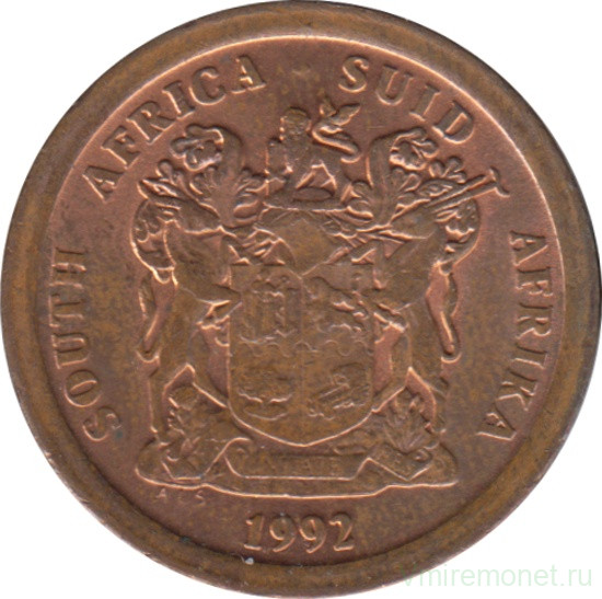 Монета. Южно-Африканская республика (ЮАР). 5 центов 1992 год.