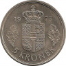 Аверс. Монета. Дания. 5 крон 1975 год.