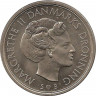 Реверс. Монета. Дания. 5 крон 1975 год.